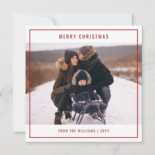 Moderne vrolijke kerstfoto plein feestdagenkaart (Voorkant)