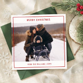 Moderne vrolijke kerstfoto plein feestdagenkaart