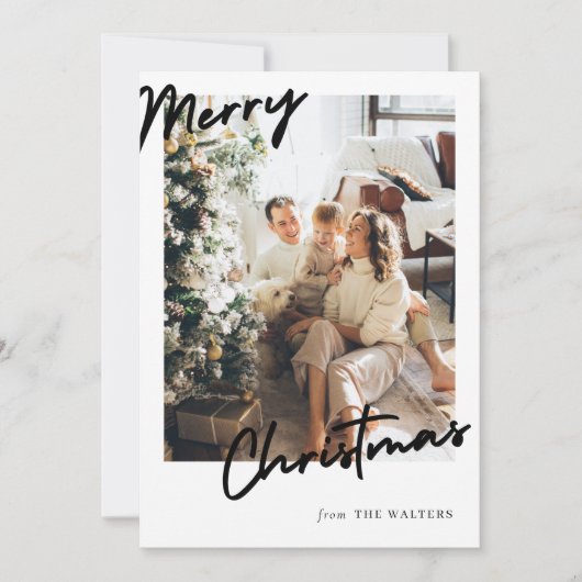 Moderne  vrolijke kerstfotokaart kaart (Voorkant)