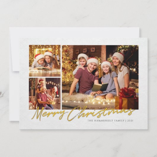 Moderne vrolijke kerstfoto's feestdagenkaart (Voorkant)