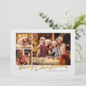 Moderne vrolijke kerstfoto's feestdagenkaart (Staand voorkant)