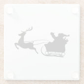 Moderne vrolijke kerstman slee en rendier glazen onderzetter (Achterkant)