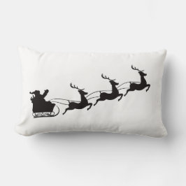 Moderne vrolijke kerstman slee en rendier kussen