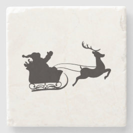 Moderne vrolijke kerstman slee en rendier stenen onderzetter