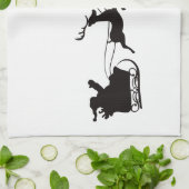 Moderne vrolijke kerstman slee en rendier theedoek (Gevouwen)