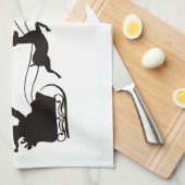 Moderne vrolijke kerstman slee en rendier theedoek (Quarter Fold)