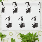 Moderne vrolijke kerstman slee en rendier theedoek (Gevouwen)