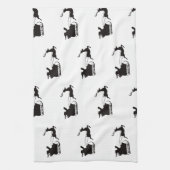 Moderne vrolijke kerstman slee en rendier theedoek (Verticaal)