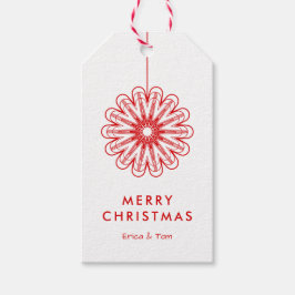 Moderne vrolijke kerstminimalistische bloemen cadeaulabel