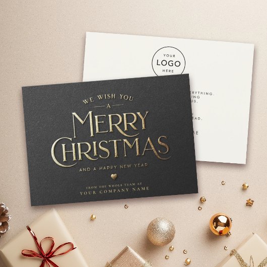 Moderne vrolijke kerstminimalistische zaken feestdagenkaart