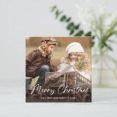 Moderne Vrolijke Kerstmis 3 FOTO Groet Eenvoudig Feestdagenkaart (Staand voorkant)