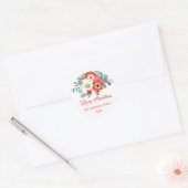 Moderne Vrolijke Kerstmis Bloemen Foliage Vakantie Ronde Sticker (Envelop)