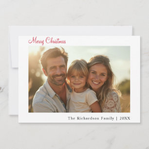 Moderne Vrolijke Kerstmis Custom Photo Minimalist Feestdagenkaart
