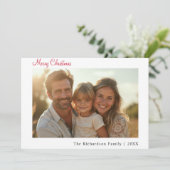 Moderne Vrolijke Kerstmis Custom Photo Minimalist Feestdagenkaart (Staand voorkant)