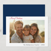 Moderne Vrolijke Kerstmis Custom Photo Minimalist Feestdagenkaart (Voorkant / Achterkant)