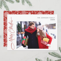 Moderne Vrolijke Kerstmis Één FOTO Groet