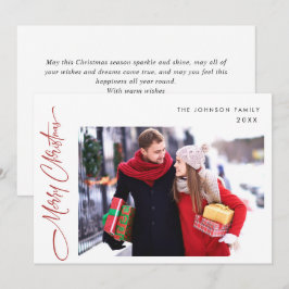 Moderne Vrolijke Kerstmis Één FOTO Groet QR code Feestdagenkaart