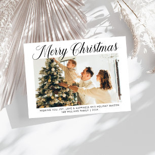 Moderne Vrolijke Kerstmis eenvoudige Script Fotofa Feestdagenkaart