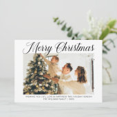 Moderne Vrolijke Kerstmis eenvoudige Script Fotofa Feestdagenkaart (Staand voorkant)