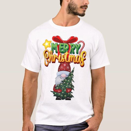 Moderne Vrolijke Kerstmis Sinterklaas T-shirt (Voorkant)
