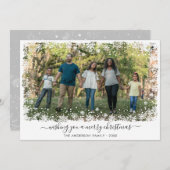 Moderne Vrolijke Kerstmis Sneeuwvlok Script Foto Feestdagenkaart (Voorkant / Achterkant)