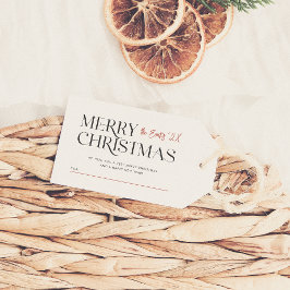 Moderne Vrolijke Kerstmis Typografie Custom Family Cadeaulabel