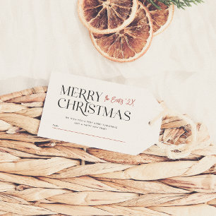 Moderne Vrolijke Kerstmis Typografie Custom Family Cadeaulabel