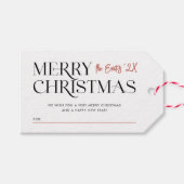 Moderne Vrolijke Kerstmis Typografie Custom Family Cadeaulabel (Voorkant (Horizontaal))