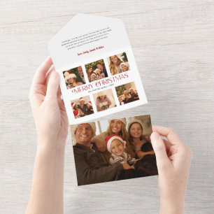 Moderne Vrolijke Kerstmis Typografie Multi-Photo All In One Uitnodiging
