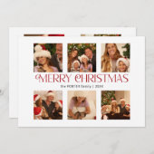 Moderne Vrolijke Kerstmis Typografie Multi-Photo Feestdagenkaart (Voorkant / Achterkant)