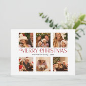 Moderne Vrolijke Kerstmis Typografie Multi-Photo Feestdagenkaart (Staand voorkant)
