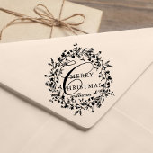 Moderne Vrolijke Kerstmis Wildflower krans Zelfinktende Stempel