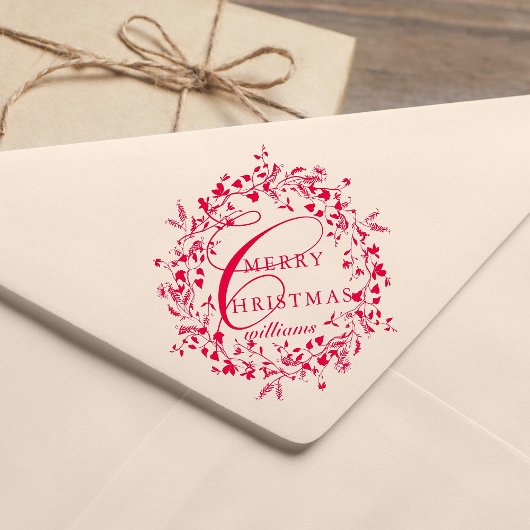 Moderne Vrolijke Kerstmis Wildflower krans Zelfinktende Stempel