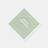 Moderne Vrolijke Kerstsalie Groene Sneeuwvlok Servet (Hoek)