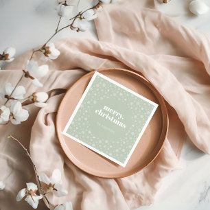 Moderne Vrolijke Kerstsalie Groene Sneeuwvlok Servet