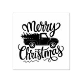 Moderne vrolijke kersttruck en -boom rubberstempel (Afrduk)