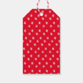 Moderne vrolijke kersttype rood en wit kerstfeest cadeaulabel (Achterkant)