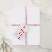 Moderne vrolijke kersttype rood en wit kerstfeest cadeaulabel (Met Touw)