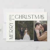 Moderne vrolijke kersttypografie 2 foto Plaid Feestdagenkaart (Voorkant)