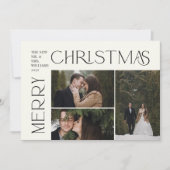 Moderne vrolijke kersttypografie 3 Foto Plaid Feestdagenkaart (Voorkant)