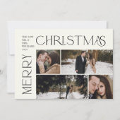 Moderne Vrolijke Kersttypografie 4 Foto Plaid Feestdagenkaart (Voorkant)