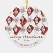 Moderne Vrolijke Kerstvakantie Familienaam Keramisch Ornament (Voorkant)