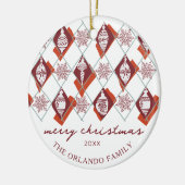 Moderne Vrolijke Kerstvakantie Familienaam Keramisch Ornament (Links)