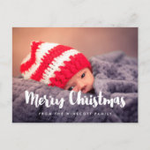 Moderne vrolijke kerstvakantie foto briefkaart (Voorkant)