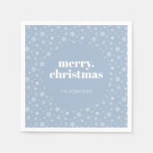 Moderne Vrolijke Kerstvakantie Snowflake Dustyblue Servet (Voorkant)