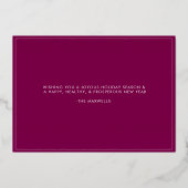 Moderne vrolijke kerstwijnfoto folie feestdagenkaart (Achterkant)