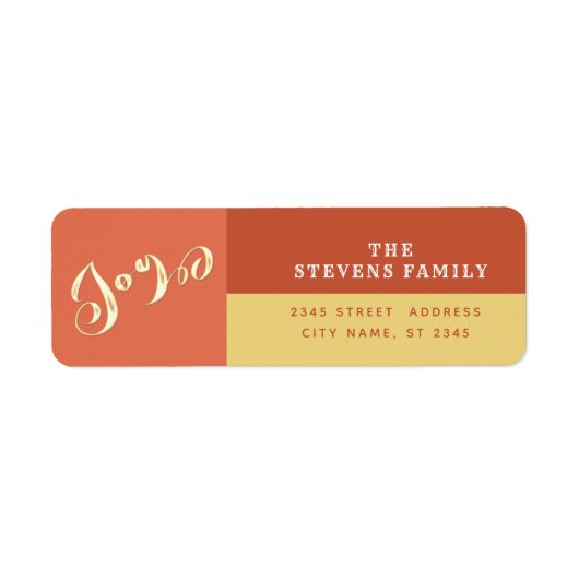 Moderne vrolijke kleur blok vakantie script vreugd etiket (Voorkant)