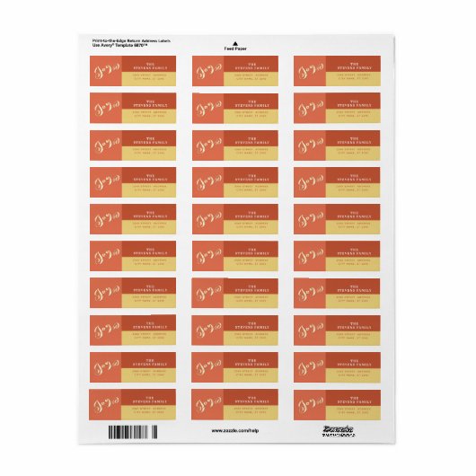 Moderne vrolijke kleur blok vakantie script vreugd etiket (Full Sheet)