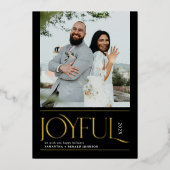 Moderne Vrolijke Pasgetrouwde Prettig Kerstfeest Folie Feestdagenkaart (Voorkant)