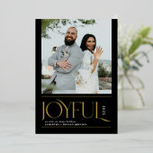 Moderne Vrolijke Pasgetrouwde Prettig Kerstfeest Folie Feestdagenkaart (Staand Voorkant)